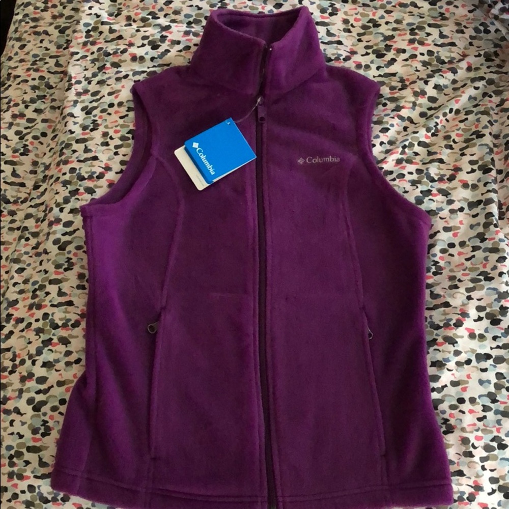 Columbia women’s fleece vest xs purple